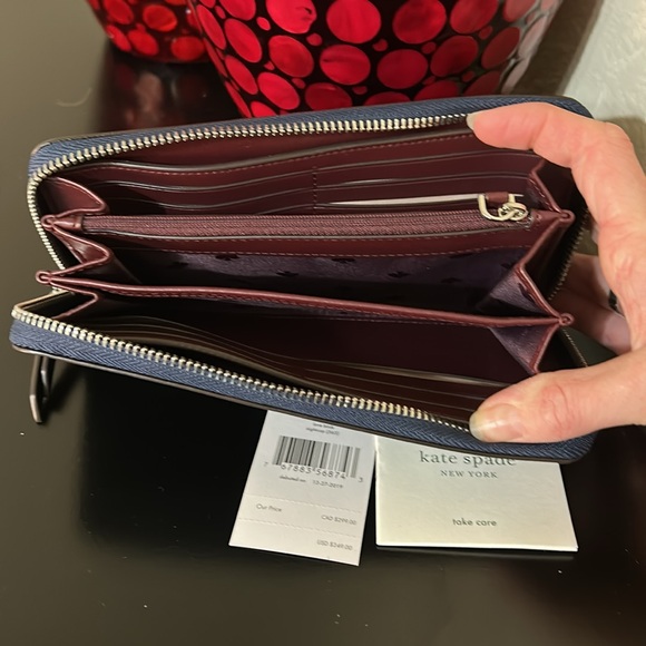 Kate Spade NWT Love Birds Large Continental Wallet - Navy Leather Bird Appliqué - Picture 13 of 17